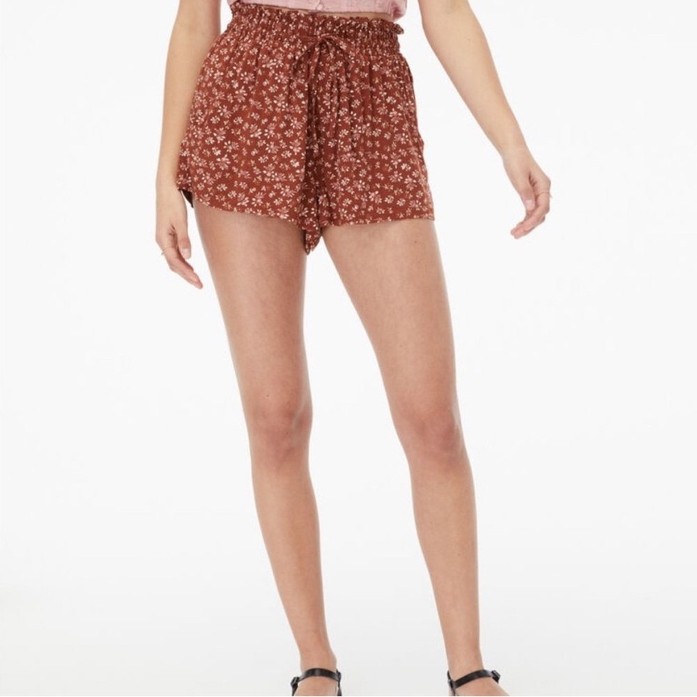Aeropostale High Waist Brown Shorts with Tie Detail